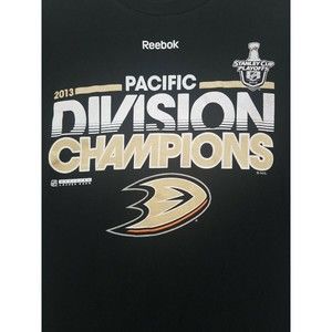 ANAHEIM DUCKS MENS SHIRT BLACK LARGE L COTTON 2013 NHL PACIFIC DIVISION CHAMPS